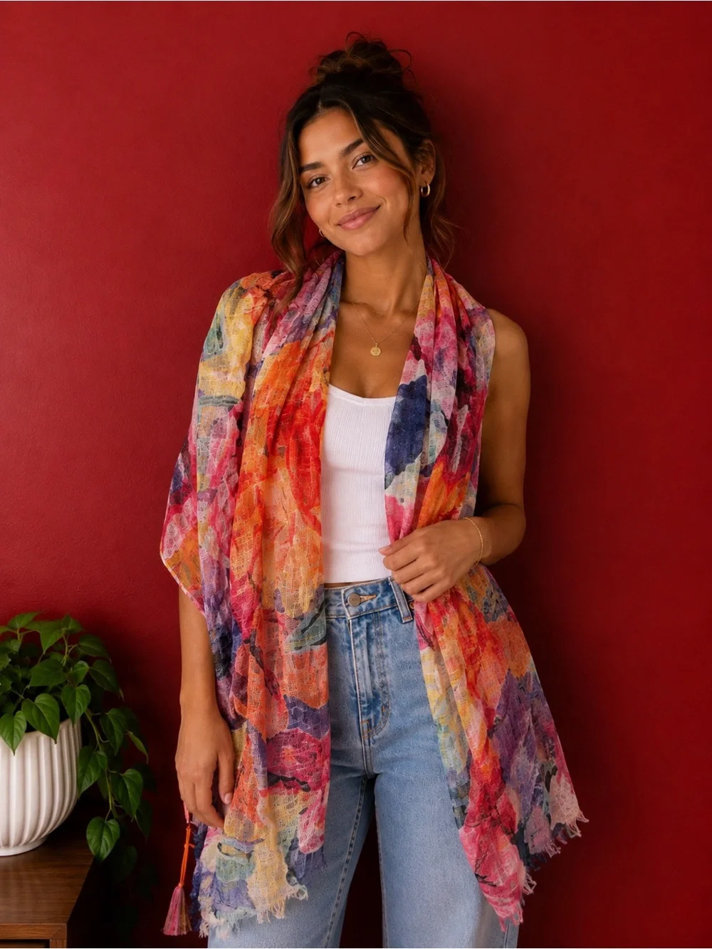 Exquisitely Bold Limited Edition Luxury Linen Floral Scarf
